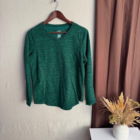 St. John’s Bay Active Fleece Top Size S Green V-Neck Long Sleeve Soft Polyester - Picture 1 of 9